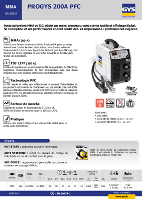 Pièces détachées - Pièces déttachées - Poste à souder INVERTER PROGYS 200