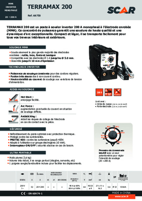 Pièces détachées - Pièces déttachées - Poste à souder INVERTER TERRAMAX 200