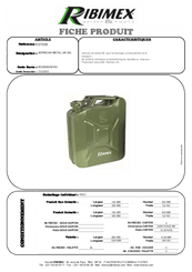 Equipement d'atelier - Graissage - Jerrican hydrocarbures tôle 20L
