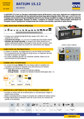 Pièces détachées - Pièces déttachées - Chargeur électronique BATIUM 15 - 12