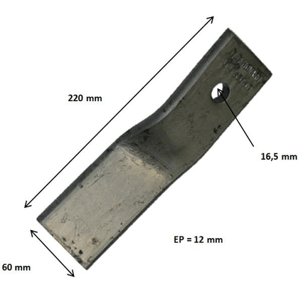 Pièces d'usure outil animé - Howard - Lame p équerre EA57 gauche