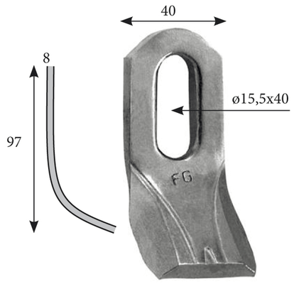 Pièces d'usure épareuse - Forges gorce - Couteau 97 x 40 x 8 mm