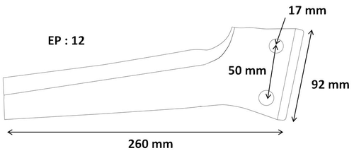 Pièces d'usure outil animé - Bréviglieri - Dent de herse boulonnée 260 x 12 gauche origine