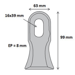 Pièces d'usure épareuse - Forges gorce - Couteau millenium 99 x 63 x 8 mm