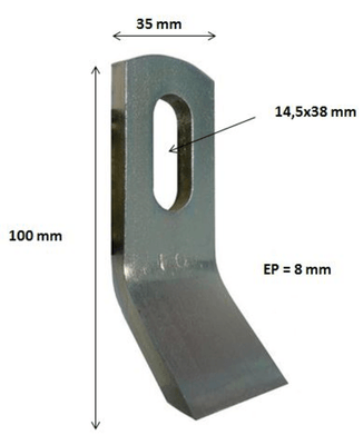 Pièces d'usure épareuse - Forges gorce - Couteau cuiller 100 x 35 x 8 mm