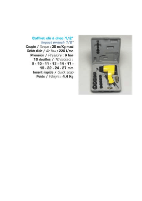 Compresseurs, outils pneumatiques - Outils pneumatiques - Clé à chocs 1/2" et accessoires