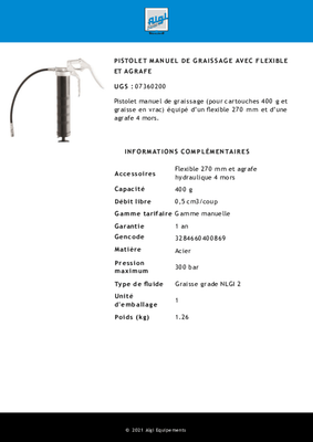 Pièces détachées - Pièces déttachées - Pistolet à graisse manuel