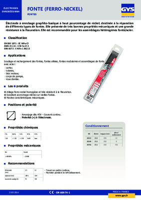 Pièces détachées - Pièces déttachées - Electrode fonte Ø 3,2 mm