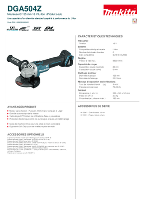 Pièces détachées - Pièces déttachées - Kit meuleuse avec batterie et chargeur