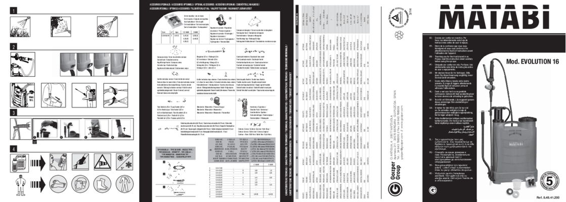 Pièces détachées - Pièces déttachées - Pulvérisateur à dos EVOLUTION 16L