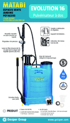 Pièces détachées - Pièces déttachées - Pulvérisateur à dos EVOLUTION 16L