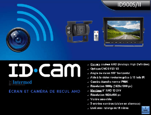 Equipement véhicules - Caméras - Camera couleur + écran simple 9'' AHD