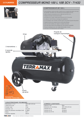 Compresseurs, outils pneumatiques - Compresseurs - Compresseur d'air monophasé 100 L