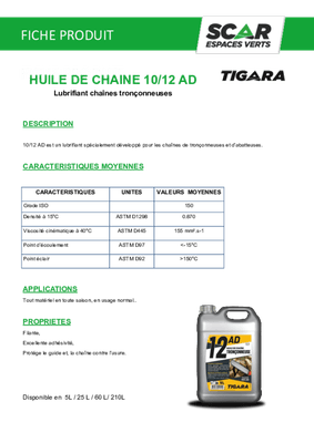 Lubrifiants - Lubrifiants - Huile de chaîne 10/12AD 5L